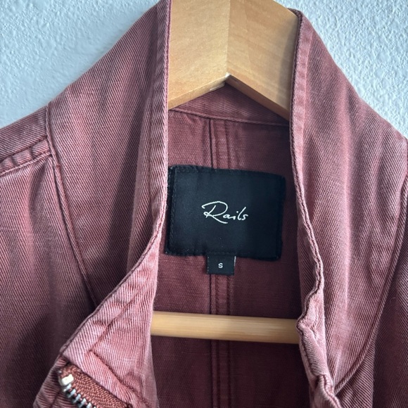 Rails Revolve Collins Burgundy Rust Utility Snap Zip Cinching Tencel Jacket - Picture 7 of 16